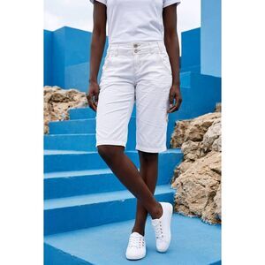 🔺️DKNY Jeans White Bermuda Adjustable Leg Shorts Size 10